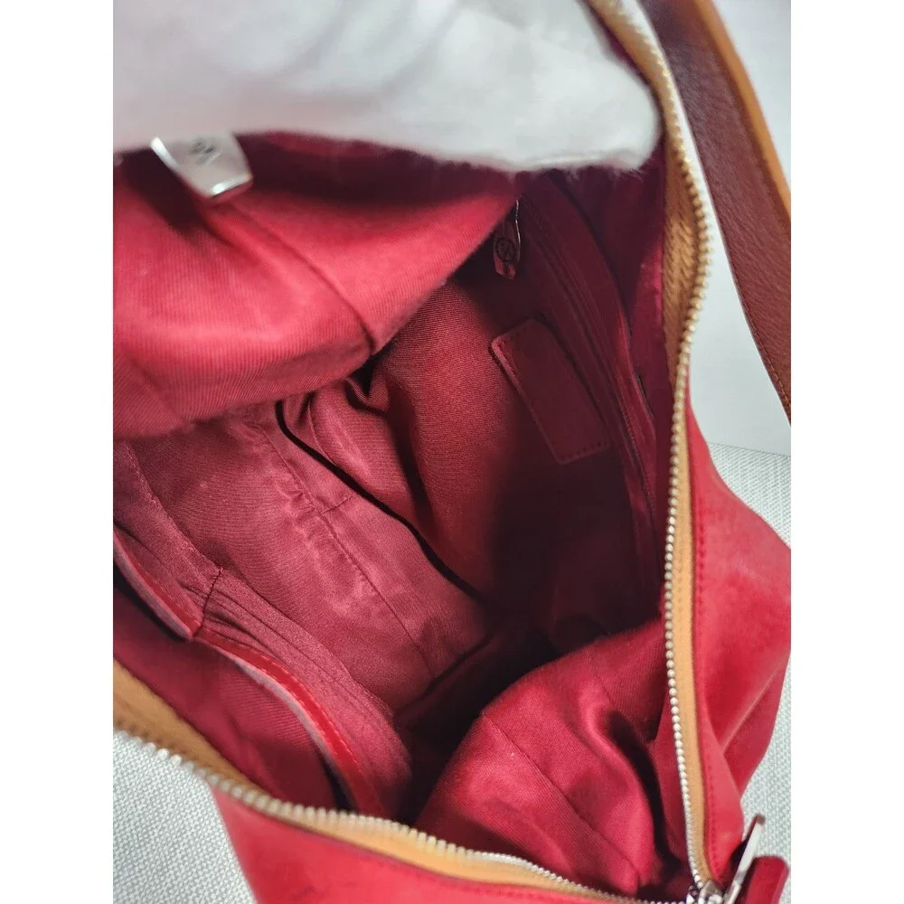 Valentina Red Brown Leather Hobo Shoulder Bag